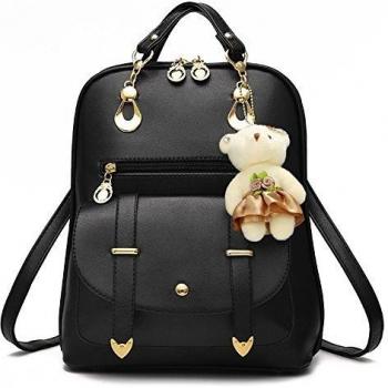 Hotrose® - Bolso mochila de Piel para mujer Negro negro
