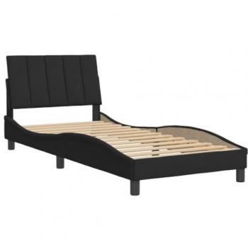 Estructura de cama con cabecero negro 80x200 cm en terciopelo