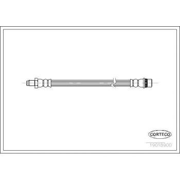 Latiguillo de freno CORTECO 19018900 - Longitud: 900 mm, Material: goma, Conectores: metálicos, Presión máxima: 10 bar, Compatible con sistemas de frenos hidráulicos