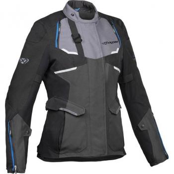 Ixon Eddas Chaqueta textil de motocicleta para mujer en color gris-negro-azul (talla XL)