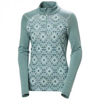 Helly Hansen Women's Lifa Merino Midweight Long Sleeve Thermal Base Layer - Green (Large)