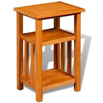 vidaXL Solid Oak Wood End Table with Magazine Shelf 27x35x55 cm