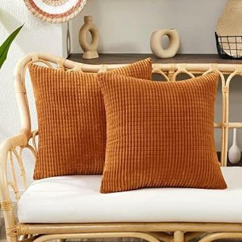 Deconovo Funda de Almohada Decorativa Cuadrado Suave 2 Piezas 45x45cm Rojo Ladrillo