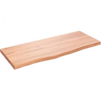 vidaXL Wall Shelf - Light Brown, 100x40x(2-4) cm, Treated Solid Wood Oak