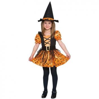 Disfraz de Bruja naranja para niña
