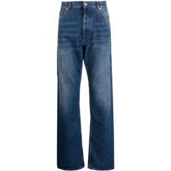 Off-White Men's Loose-Fit Straight-Leg Jeans in Blue Denim, Size W31, OMYA180F23DEN002