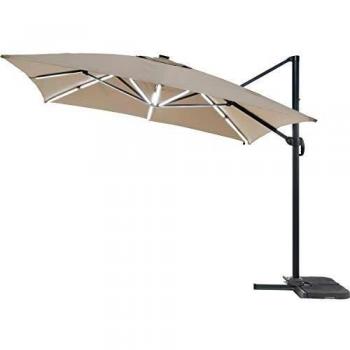 Parasol de Jardin LED ALU Sun 3 Luxe - Cuadrado - 3 x 3 m - Topo