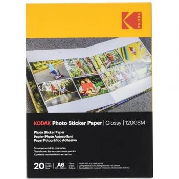 Papel Fotográfico Autoadhesivo Brillante A6 - Paquete de 20 Hojas 120 g/m² para Impresoras de Inyección de Tinta