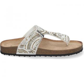 Sandalias planas estilo bio esclava para mujer color blanco PUNTOSALAO AY-3067