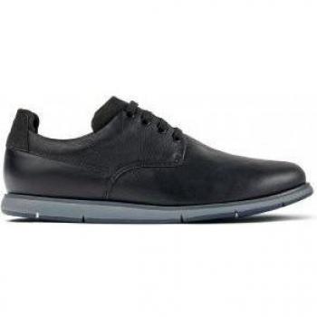 CAMPER Smith - Lace-up Men's Shoes in Black, size 40, made of Smooth Leather and Cotton Fabric