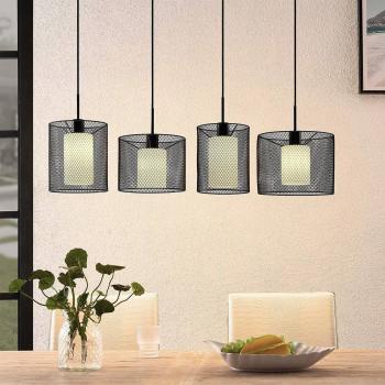 Lámpara colgante 'Hosla' moderna en negro, hecha de metal, para salón y comedor, con 4 llamas E27