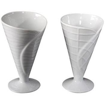 Pide X esa Boca AC-97114 - Set de 2 copas de helado con forma de barquillo, cerámica