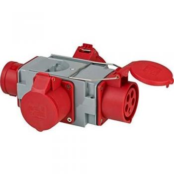 Distribuidor de corriente Brennenstuhl CEE Power X 16A con adaptador para alta tensión IP44 (1x enchufe CEE 400V/16A y 3x tomas CEE 400V/16A,