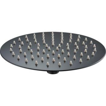 Rociador de ducha extraplano redondo Imex - Alcachofa fija de ducha grande, efecto lluvia, alta presión, efecto cascada, rociador techo redondo de 20cm, color negro mate