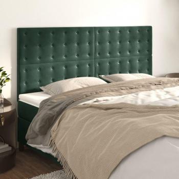 Cabeceros de terciopelo verde oscuro 90x5x78/88 cm - Pack de 4 unidades