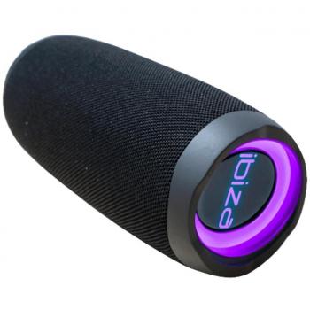 Bafle Portátil Bluetooth 360° Ibiza Sound Bullet 30W con Batería, Anillos de Luz LED y Función TWS - Negro