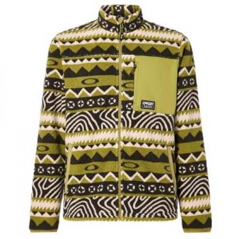 Oakley MOUNTAIN FIRE SHERPA FERN NORWAY PATTERN M - Forro Polar Con Cremallera, diseño en patrón de Noruega, color verde, material suave y cálido, ideal para actividades al aire libre