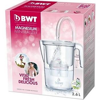 BWT Vida Electrónica – Jarra filtradora de Agua con magnesio 2,6 L Timer Blanco, Pack 1
