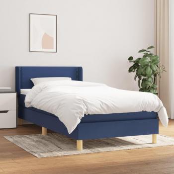 Cama Box Spring con Colchón Azul 90x200 cm en Tela