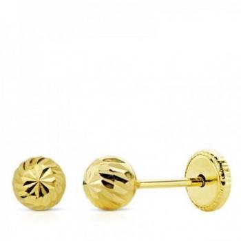 Pendientes de oro 9k para niña con bola de 4 mm y cierre tornillo.