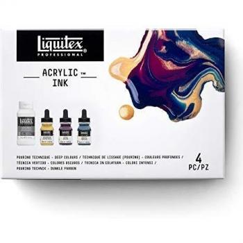 Set de Tintas Acrílicas para Técnica de Vertido - 3 x 30 ml Colores Intensos y 1 x 118 ml Médium de Alisado