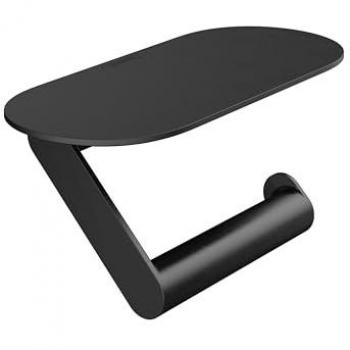 Hansgrohe WallStoris - Matte Black Toilet Paper Holder with Shelf