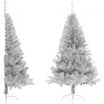 vidaXL Artificial Half Christmas Tree with Stand Silver 120 cm PET
