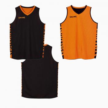 Spalding Essential Reversible Shirt Camiseta Reversible, Hombre, Black/Orange, XL