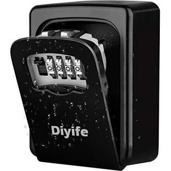 Diyife Caja Fuerte para Llaves,[Impermeable Versión ] [Montada en la pared]Exterior Llave de Combinación,Caja de Bloqueo de Almacenamiento Seguro para el Hogar, Garaje, Escuela, Llaves de Repuesto