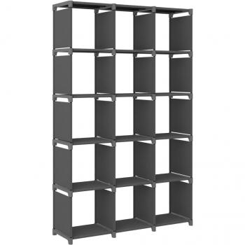 vidaXL 15-Cube Display Shelf Grey 103x30x175.5 cm Fabric