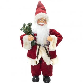 Figura Papá Noel Rojo y Crema Decoración Navideña 30H Cm