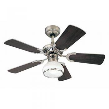 Westinghouse Lighting Princess Radiance II Ventilador de Techo E27, Acabado en estaño Oscuro/Cromo con aspas Reversibles en wengué/Blanco