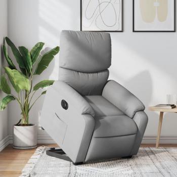 Sillón eléctrico reclinable elevable de tela gris claro, gris oscuro y negro - Sillón cómodo para dormitorio y sala de estar, silla relax y sofá