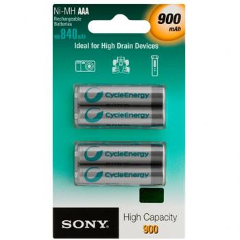 Sony Rechargeable Ni-MH AAA Batteries 900mAh 4-Pack