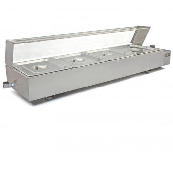 Expositor de Baño María Profesional Eléctrico de Acero Inoxidable con 4 Bacs GN 1/2 - Kukoo
