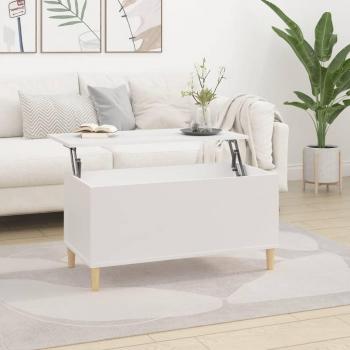 Mesa de Centro Madera Contrachapada 90x44,5x45 cm Blanco y Negro para Salón o Comedor