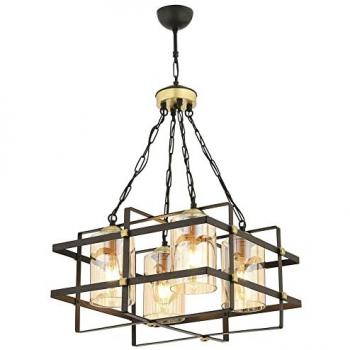 Lámpara de techo geométrica de metal negra para 4 bombillas E27, 70x30x30 cm