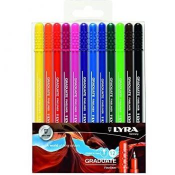 LYRA Pack de 12 rotuladores de Punta sintética, Multicolor, 16.5 x 1.2 x 16 cm