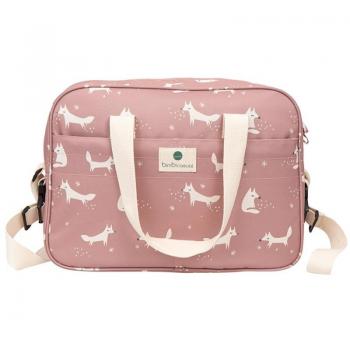 Bolso Maternal Bimbidreams impermeable estampado zorritos FOX coral rosa