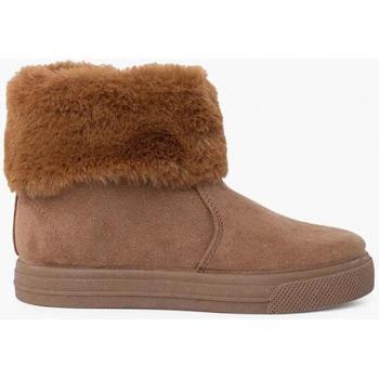 Botas de niña con cuello vuelto de pelo y cremallera