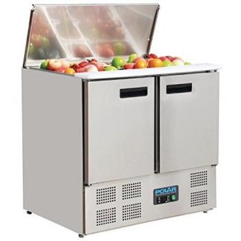 Saladette Fría Polar de 240 Litros, Acero Inoxidable, Doble Puerta, 2x1/1GN y 3x1/6GN, Rango de Temperatura: 2°C a
