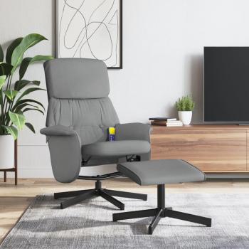 Sillón reclinable de masaje con reposapiés tela gris claro, gris oscuro, negro - Sillón dormitorio cómodo, silla relax, sillón sofá
