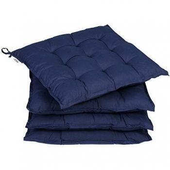 Set de 4 cojines para sillas Cozy azul 41x37x5cm efecto viscoelástico para interiores y exteriores