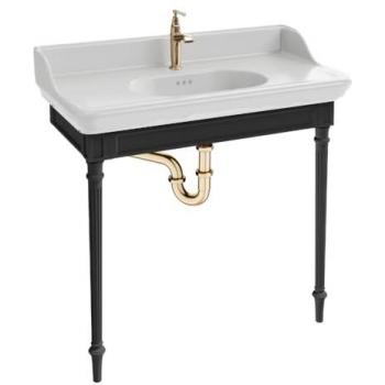 Consola Cléo 1889 con encimera, grifo lavabo dorado y sifón dorado - Jacob Delafon