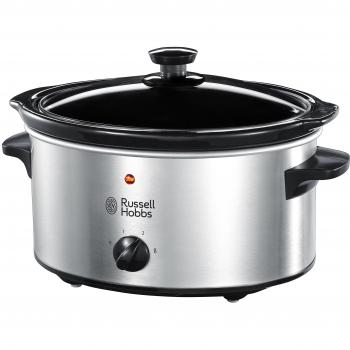 Olla de cocción lenta eléctrica Russell Hobbs 3.5L Acero Inoxidable 1200W - 4 porciones, 3 configuraciones de calor, tapa de vidrio, fácil limpieza