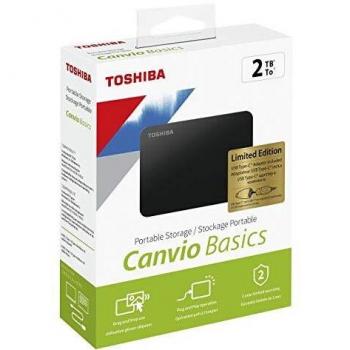 Disco Duro Externo Toshiba Canvio Basics 2TB 2.5 con Adaptador Tipo-C y Función de Grilado