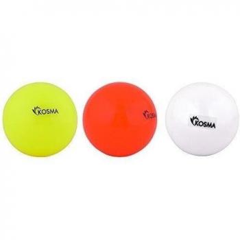 Kosma - Set de 2 Mini Hockey bola | deportes al aire libre PVC pelotas de formación práctica, color yellow, orange, white, tamaño 3 unidades