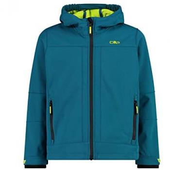 CMP Chaqueta Softshell Infantil con Capucha Fija Verde Fluorescente 140