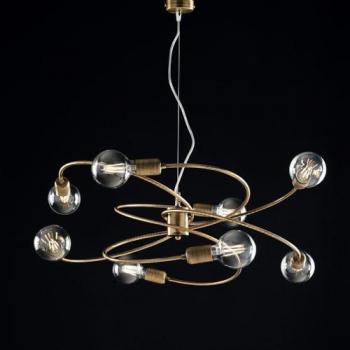 Lámpara de suspensión moderna de hierro bronce cepillado con 8 luces 70x h33 cm
