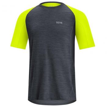Camiseta Gore Wear R5 Hombre Manga Corta Negra y Amarillo Neón